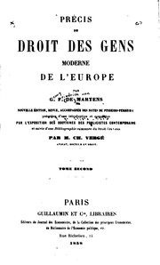 Cover of: Précis du droit des gens moderne de l'Europe by 