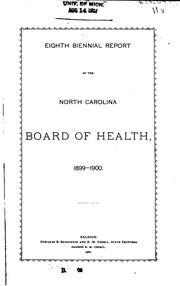 Cover of: Biennial Report by North Carolina Board of Health, North Carolina Board of Health , State Board of Health