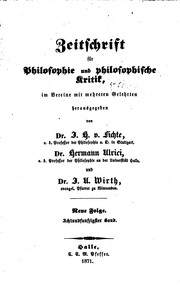 Cover of: Zeitschrift für Philosophie und philosophische Kritik: Vormals Fichte-ulricische Zeitschrift by 
