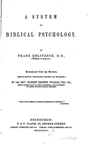 A System of Biblical Psychology by Franz Delitzsch , Robert Ernest Wallis