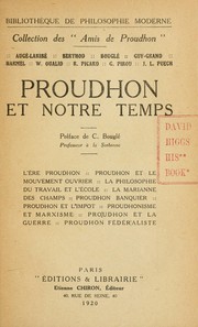 Cover of: Proudhon et notre temps by Préface de C. Bouglé.