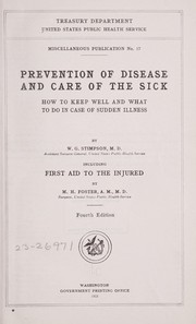 Cover of: Prevention of disease and care of the sick. | W. G. Stimpson