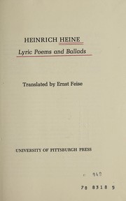 Cover of: Heinrich Heine: Lyric Poems and Ballads