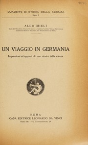 Cover of: Un viaggio in Germania: impressioni ed appunti di uno storio della scienza
