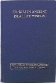 Cover of: Studies in ancient Israelite wisdom | 