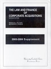 Cover of: 2003-2004 Supplement to The Law and Finance of Corporate Acquisitions (University Casebook Series)