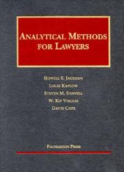 Cover of: Analytical methods for lawyers