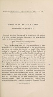 Cover of: Memoir of Dr. William S. Forbes | Frederick P. Henry