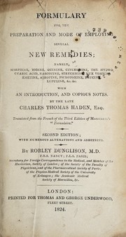 Cover of: Formulary for the preparation and mode of employing several new remedies by François Magendie