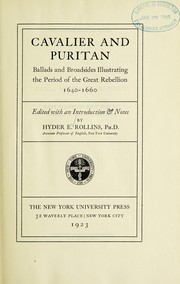 Cover of: Cavalier and Puritan by Hyder Edward Rollins
