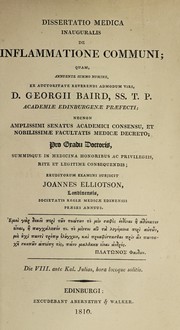 Cover of: Dissertatio medica inauguralis de inflammatione communi ... by John Elliotson