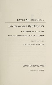 Cover of: Literature and its theorists by Tzvetan Todorov