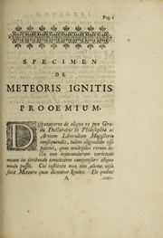 Cover of: Specimen philosophicum inaugurale, de meteoris ignitis ...