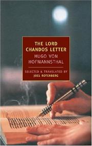 Cover of: The Lord Chandos Letter by Hugo von Hofmannsthal