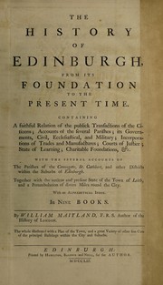 Cover of: The history of Edinburgh | William Maitland