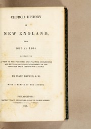 Cover of: Church history of New England, from 1620 to 1804 | Isaac Backus