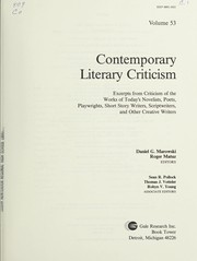 Cover of: Volume 53 Contemporary Literary Criticism | Daniel G. Marowski