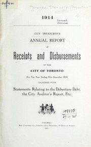Cover of: ANNUAL REPORT OF THE COMMISSIONER OF FINANCE OF THE CITY OF TORONTO | TORONTO, ONT.  COMMISSIONER OF FINANCE