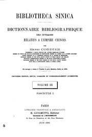 Cover of: Bibliotheca sinica: Dictionnaire bibliographique des ouvrages relatifs à l ...