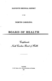 Biennial Report by North Carolina Board of Health, North Carolina Board of Health , State Board of Health