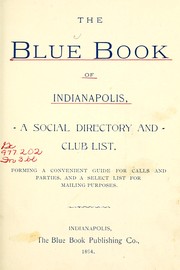 Cover of: Blue book of Indianapolis | 