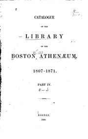 Cover of: Catalogue of the Library of the Boston Athenaeum