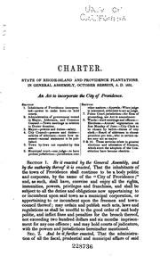Cover of: The Charter and Ordinances of the City of Providence: Together with the Acts ...