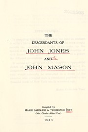 Cover of: The descendants of John Jones and John Mason | Marie Caroline Post