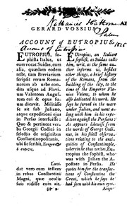 Cover of: Eutropii Historiæ Romanæ Breviarium: Cum Versione Anglica, in Qua Verbum de Verbo Exprimitur ...