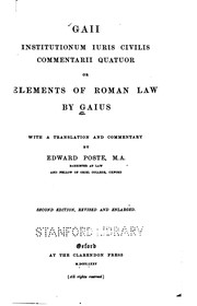 Cover of: Institutionum Juris Civilis Commentarii Quatuor: or, Elements of Roman Law
