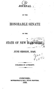 Cover of: Journal of the Senate of New Hampshire by New Hampshire. General Court. Senate, New Hampshire, Senate, General Court