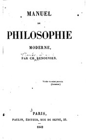 Cover of: Manuel de philosophie ancienne