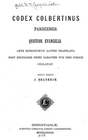 Cover of: Codex colbertinus parisiensis by denuo edidit J. Belsheim.