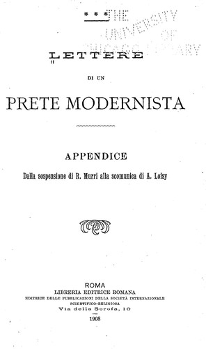 Lettere di un prete modernista by Appendice della sospensione di R. Murri alla scomunica di A. Loisy.