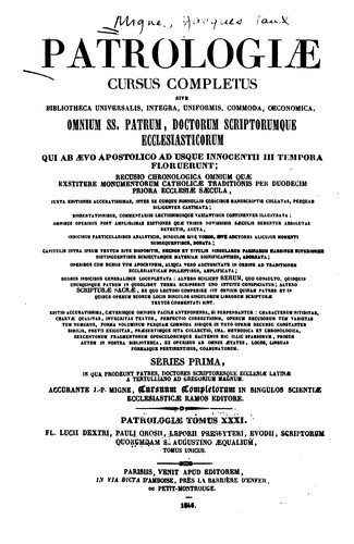 Patrologiae cursus completus: sive biblioteca universalis,integra uniformis, commoda, oeconomica ... by 