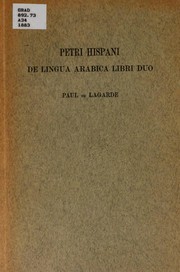 Cover of: Petri Hispani De lingua arabica libri duo