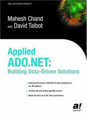 Cover of: Applied ADO.NET by Mahesh Chand, David Talbot