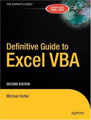 Cover of: Definitive guide to Excel VBA by Michael Kofler