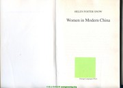 Cover of: Women in modern China by Helen Foster Snow