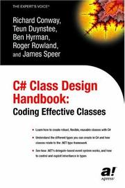 Cover of: C# Class Design Handbook: Coding Effective Classes