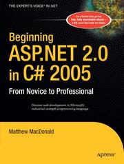 Cover of: Beginning ASP.NET 2.0 in C# 2005 by Matthew MacDonald, Julian Templeman