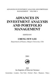 Cover of: Advances in investment analysis and portfolio management