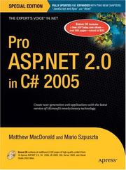 Cover of: Pro ASP.NET 2.0 in C# 2005 by Matthew MacDonald, Mario Szpuszta