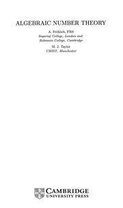 Algebraic number theory by A. Fr"ohlich, A. Fröhlich, M. J. Taylor