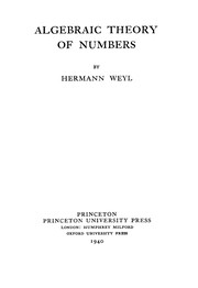 Cover of: Algebraic theory of numbers. by Hermann Weyl