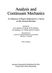 Cover of: Analysis and Continuum Mechanics | Stuart S. Antman