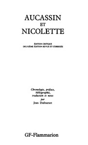 Cover of: Aucassin et Nicolette: édition critique