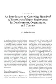 The Cambridge handbook of expertise and expert performance by K. Anders Ericsson, Neil Charness, Paul J. Feltovich, Robert R. Hoffman