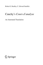 Cauchy's Cours d'analyse by Augustin Louis Cauchy