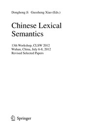 Cover of: Chinese Lexical Semantics | Donghong Ji
